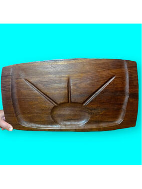 Imperial Mid Century Modern Starburst Solid Teak Wood Serving